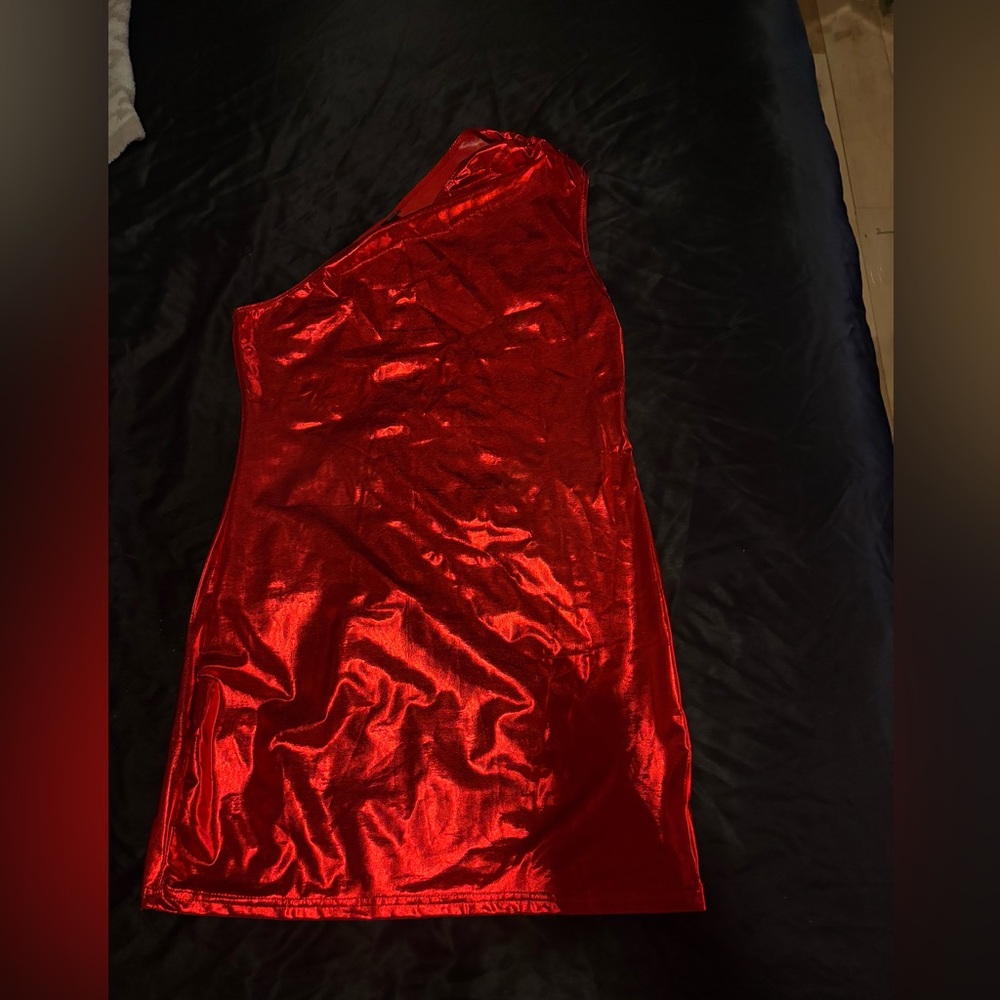 Red foil dress